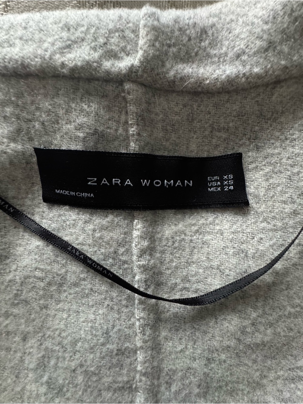 Zara Woman Hand Made Grey Wool Blend Waterfall Wrap Coat XS fit S - Picture 5 of 13